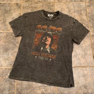 AC/DC Band Tee Shirt Acid Wash Grey